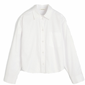 By Malene Birger Audrey Cropped Skjorte, White Herringbo